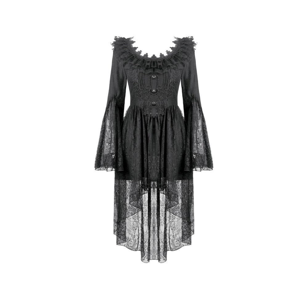 Dark in Love - Phantom Moon ?Gothic Royal Tailcoat High low dress - Black